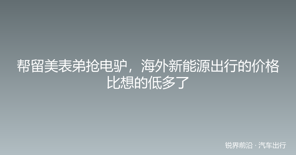 帮留美表弟抢电驴，海外新能源出行的价格比想的低多了
