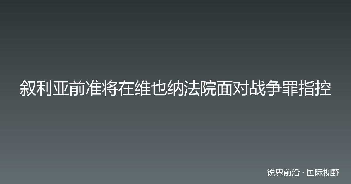 叙利亚前准将在维也纳法院面对战争罪指控